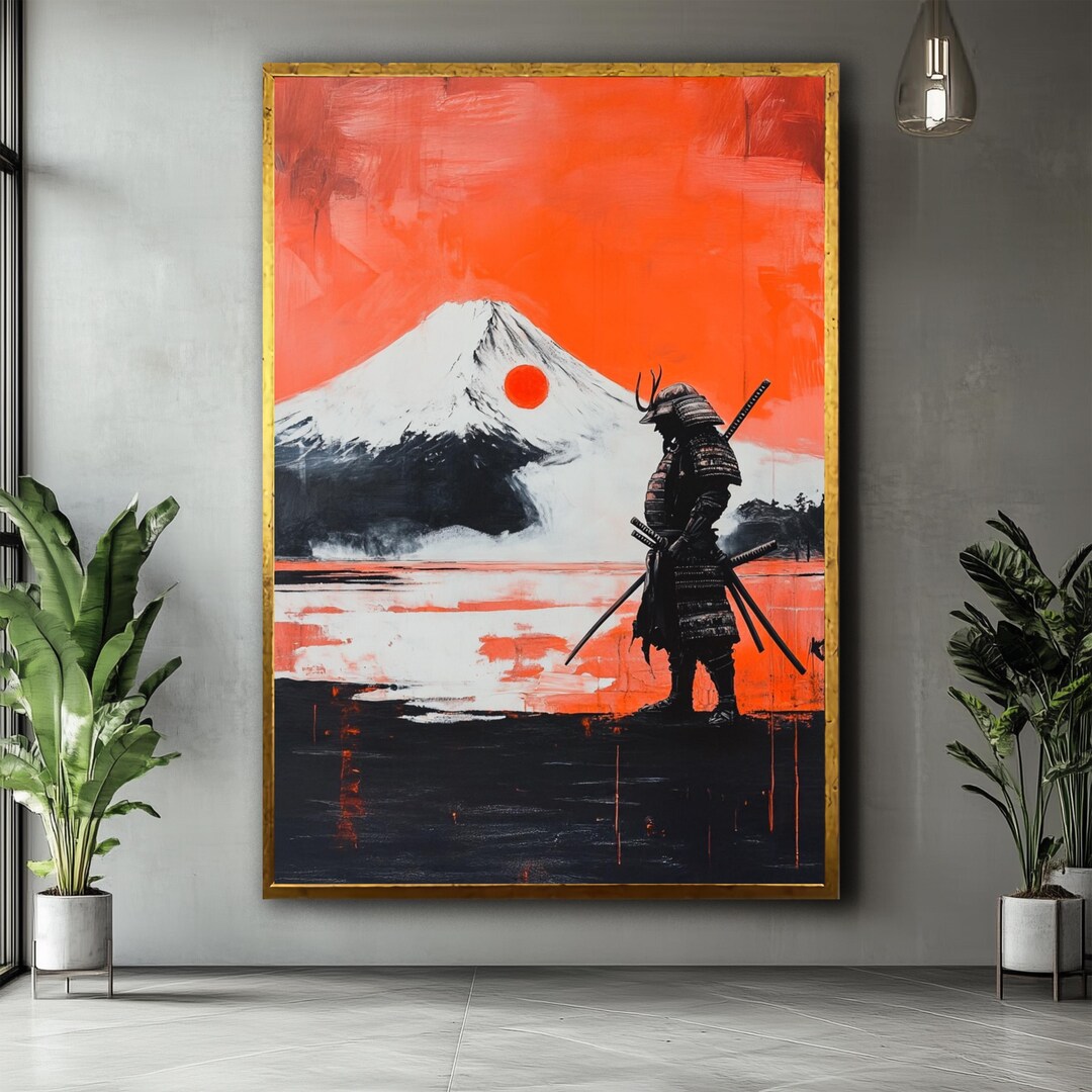 Japanese Samurai Warrior Print: Mount Fuji Landscape Canvas Zen Asian ...
