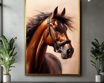 Abstract Horse Art: Rustic Western Horse Canvas Print Brown Horse Painting for Farmhouse Decor