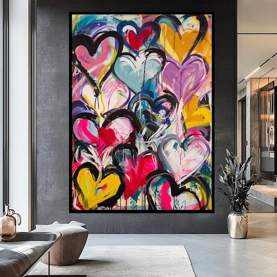Abstract Heart Wall Art: Modern Love Decor