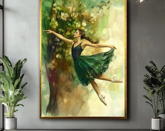 Abstract Ballerina Art Print: Framed Modern Ballerina Wall Decor