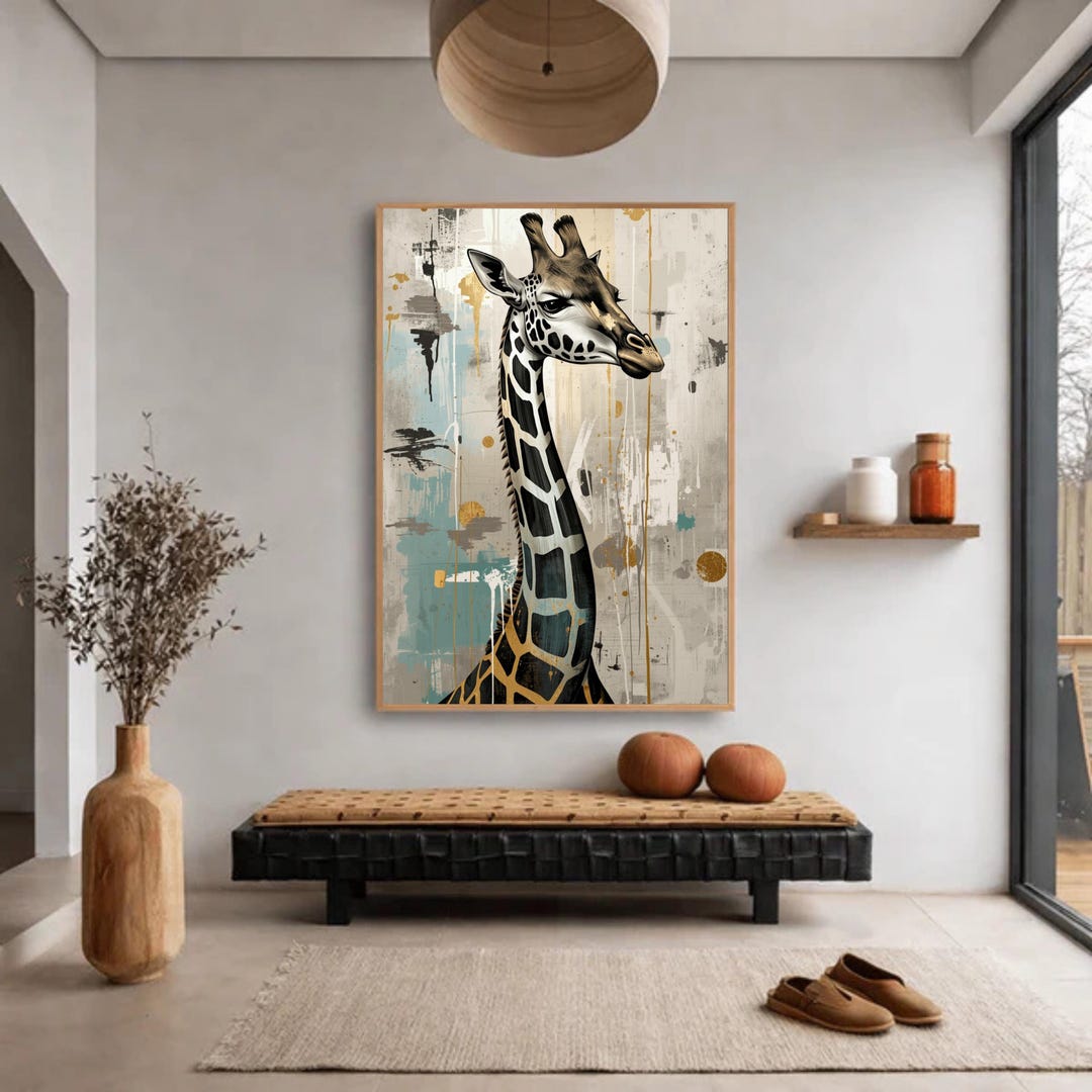 Modern Giraffe Wall Decor Safari Animal Canvas Art Contemporary Home ...
