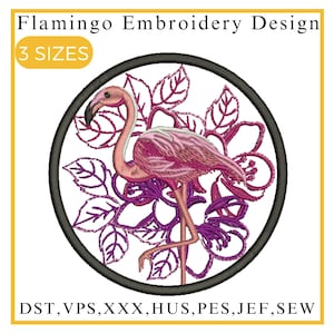 Flamingo embroidery design, Pink Flamingo embroidery, Flamingo design, Flamingo filled stitch, Animal embroidery, Machine embroidery design