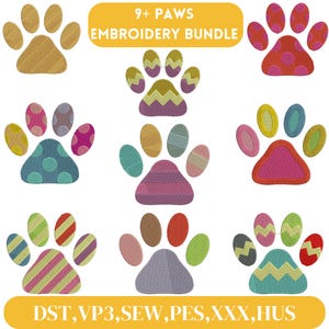 Paw Embroidery Design, Paw Filled Stitch, Cat Paw Embroidery, Dog Paw Embroidery, Animal Paw Embroidery, Machine Embroidery Design