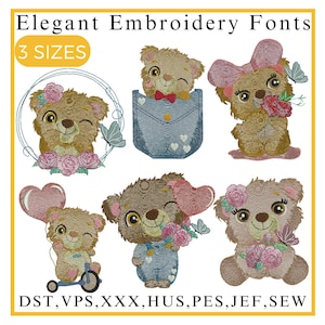 Teddy Bear Embroidery Design, Cute Teddy Bear Embroidery, Baby Teddy Bear Embroidery, Bear Embroidery, Machine Embroidery Design