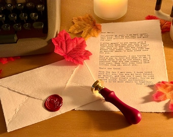 Personalized Wax Sealed Love Letter, Handmade Cotton Paper, Anniversary Gift