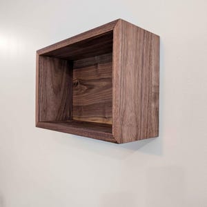 Handcrafted Walnut Bookshelf with Mitered Corners - Floating Wall Shelf with French Cleat Mount - Full Walnut Design Including Back Panel