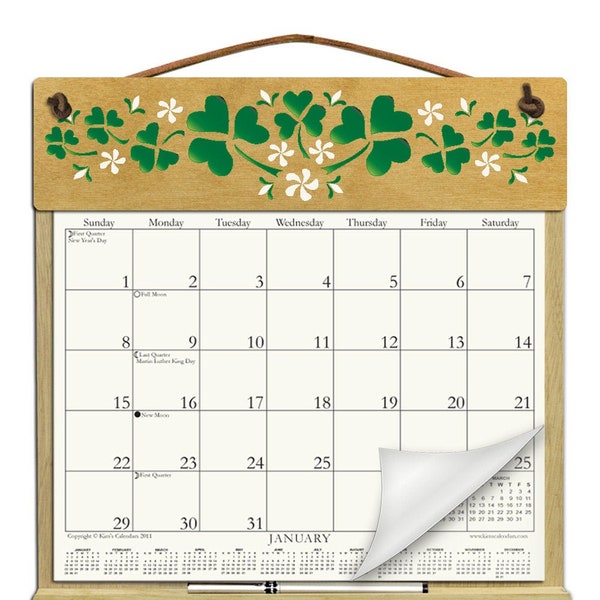 2022 Calendar Holder filled with the rest of 2023 and 2024 calendars and includes an order form page for 2025 - SHAMROCKS