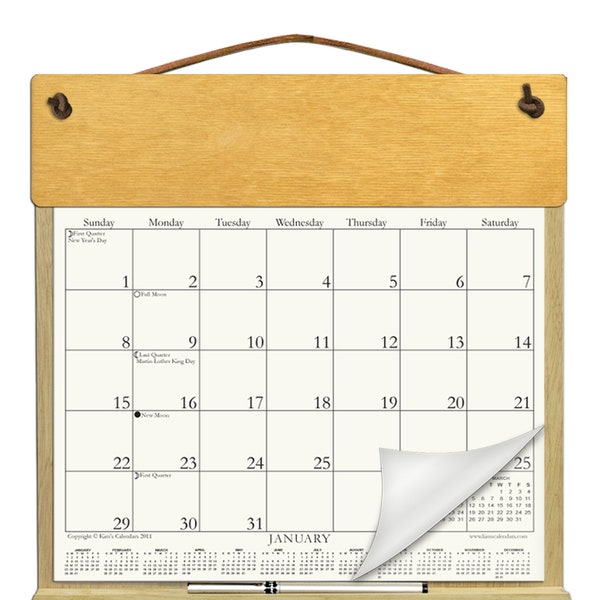 Undecorated Calendar Holder filled with a 2024 calendar and includes a refill order form page for 2025