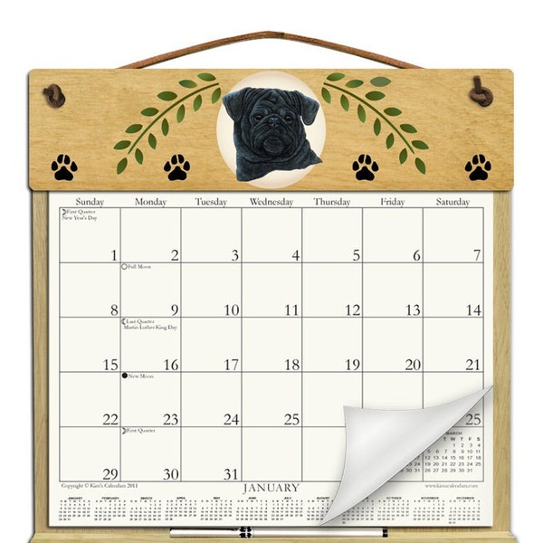 Pug Calendar Etsy