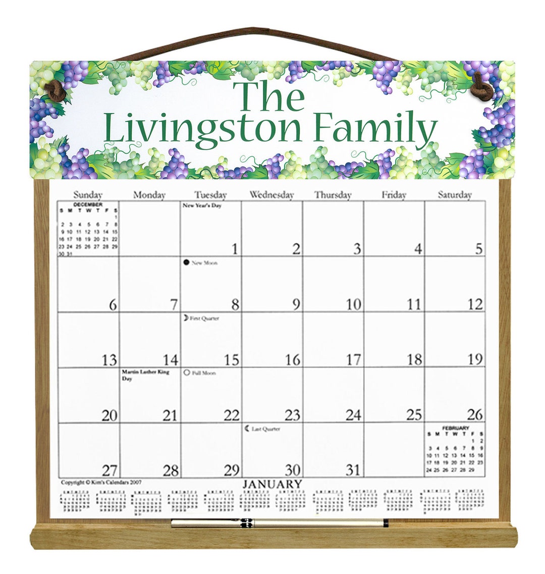 2025 CALENDAR Personalized Grapes Calendar Holder Filled With a 2025