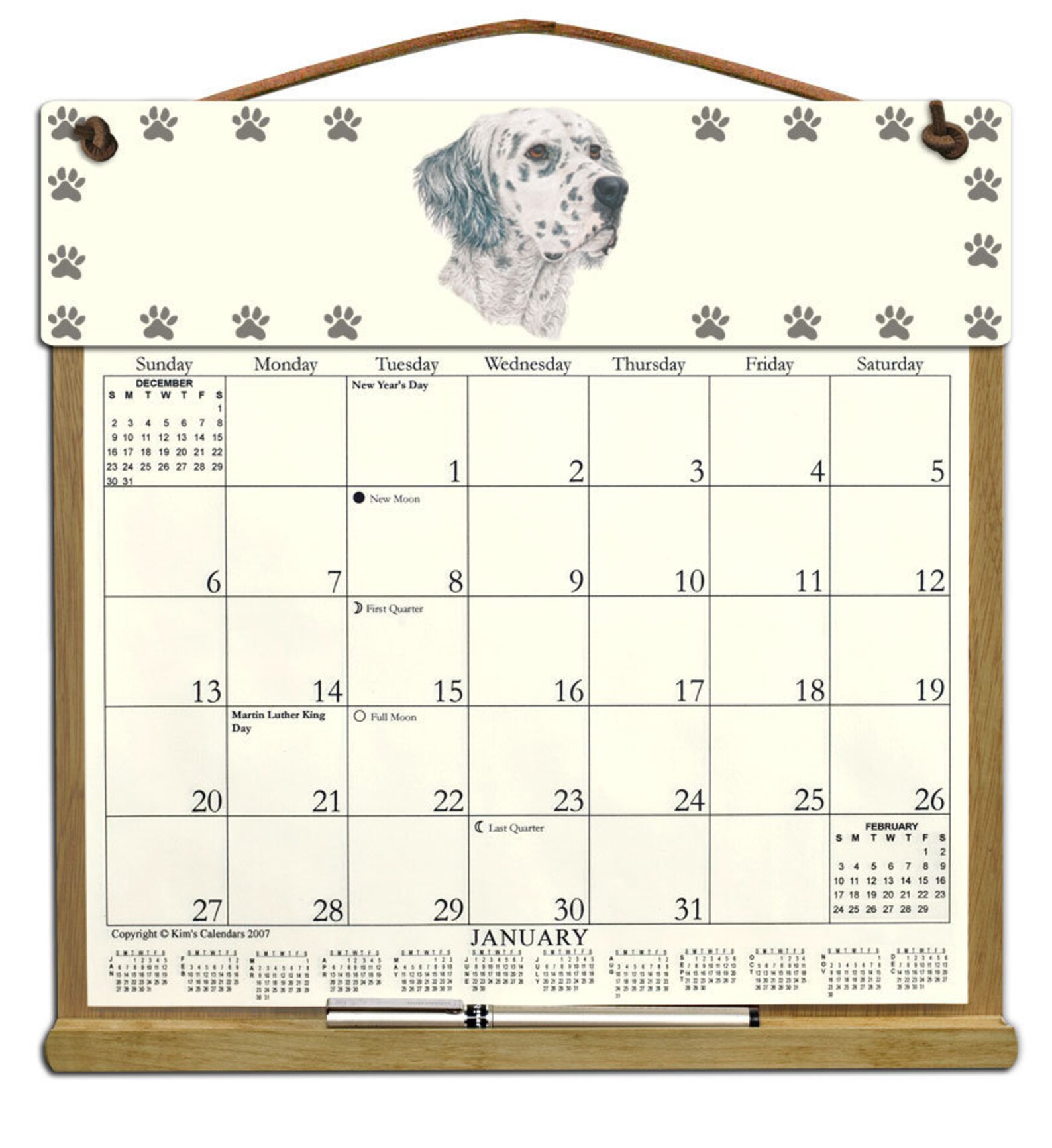 Blue English Setter Calendar Holder Filled With the Rest of Etsy