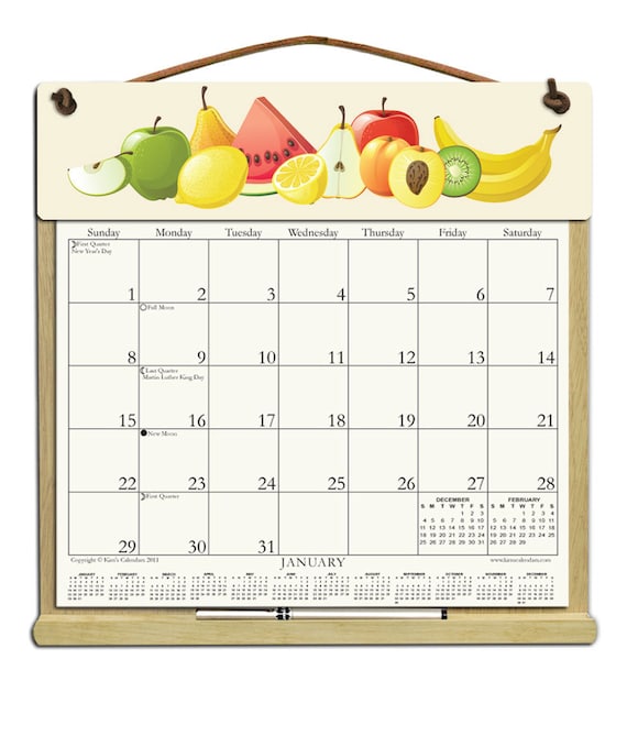 2021 Calendar Titulaire De Calendrier En Bois Rempli Dun Etsy