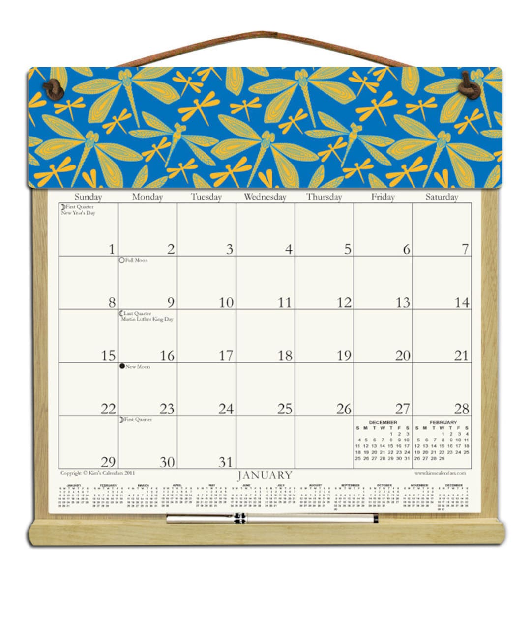 2025 CALENDAR Wooden Calendar Holder Filled With a 2025 Calendar and