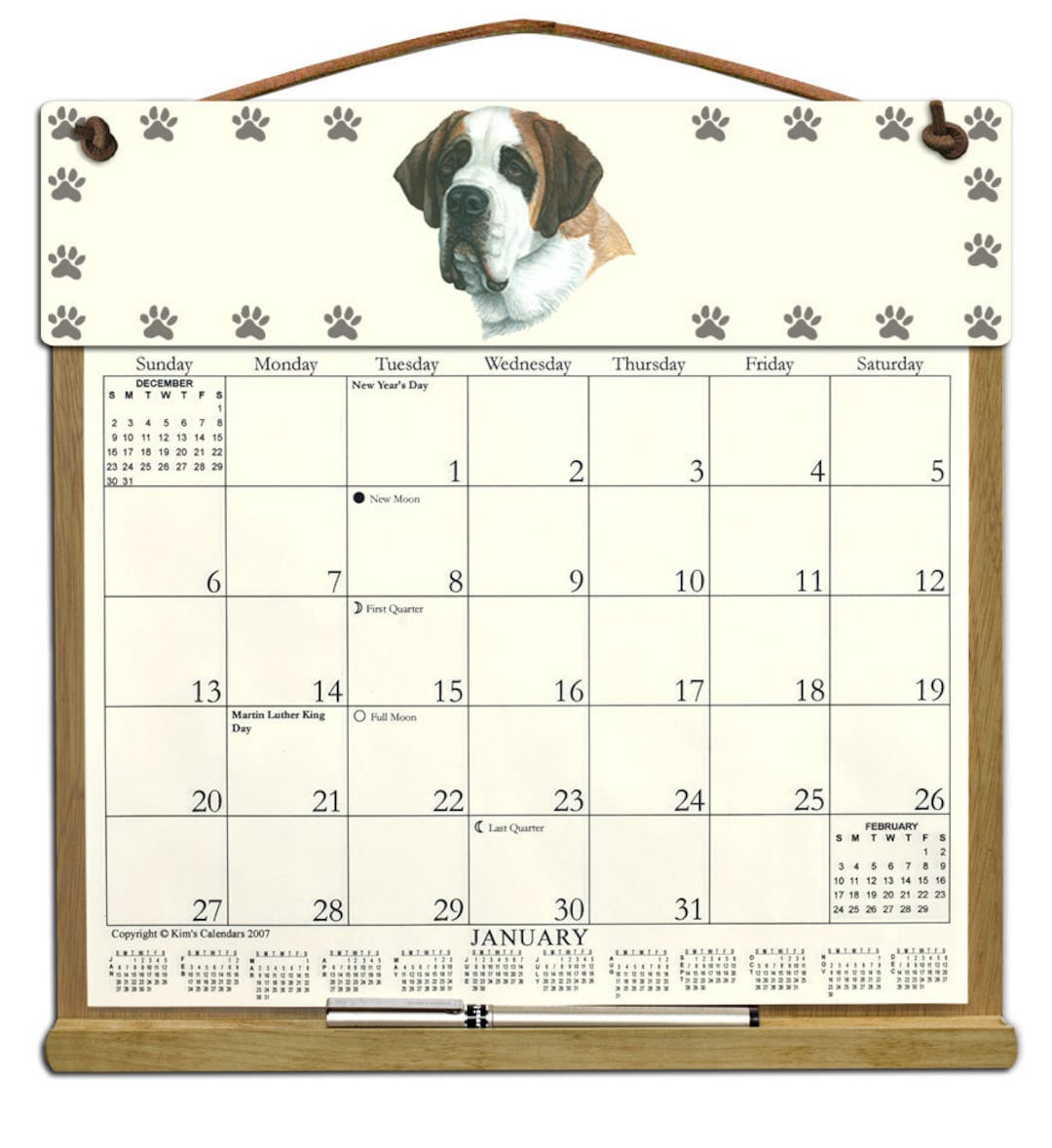 Saint Bernard Calendar Holder Filled With the Rest of 2023 and Etsy UK