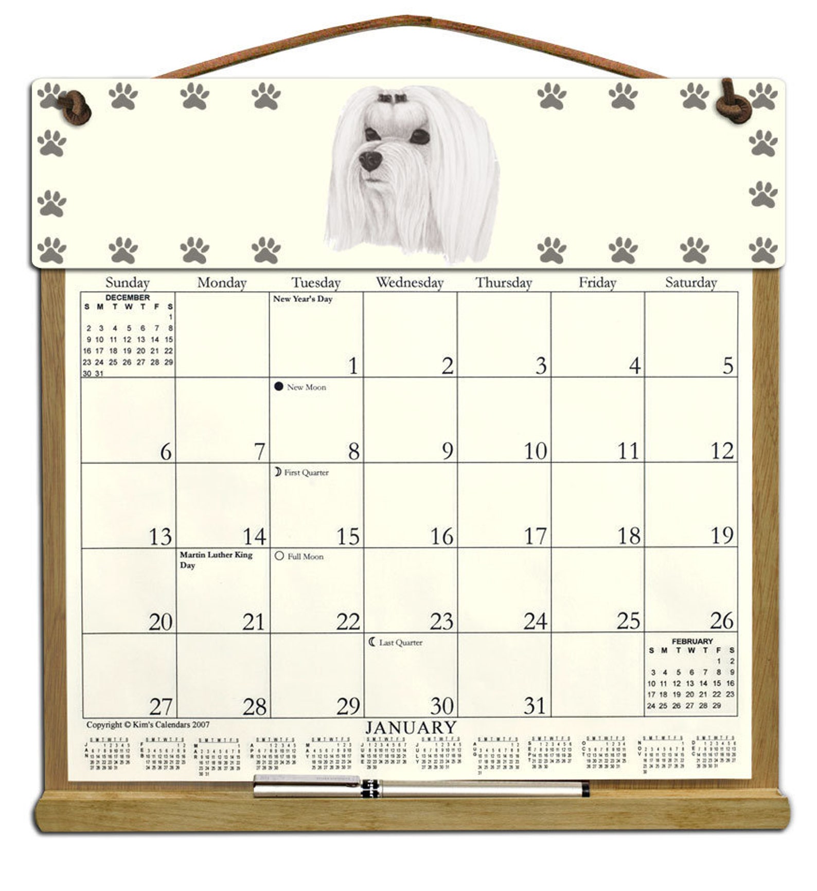 Maltese Calendar Holder Filled With a 2025 Calendar and Etsy