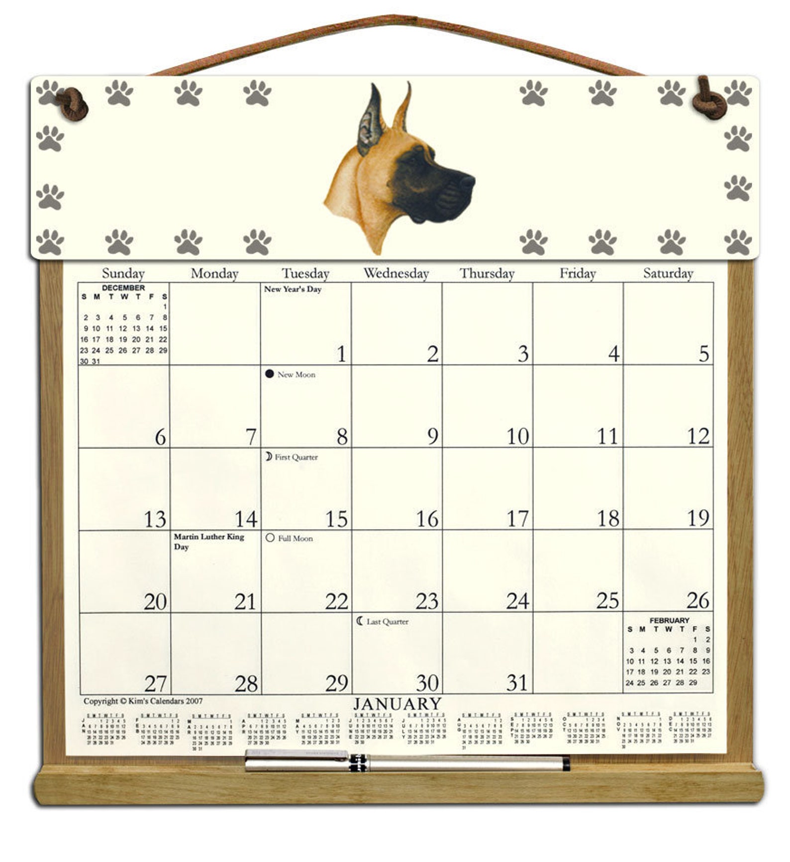Great Dane Calendar Holder Filled With the Rest of 2023 and Etsy