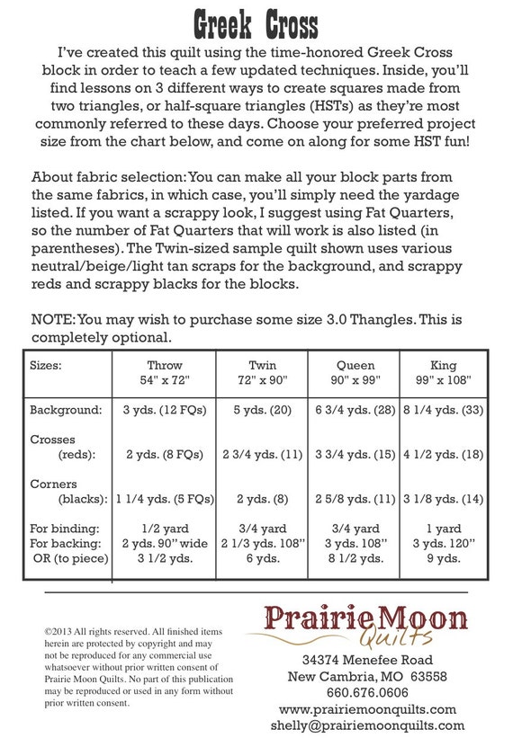 Greek Cross Patchwork Quilt Pattern Etsy