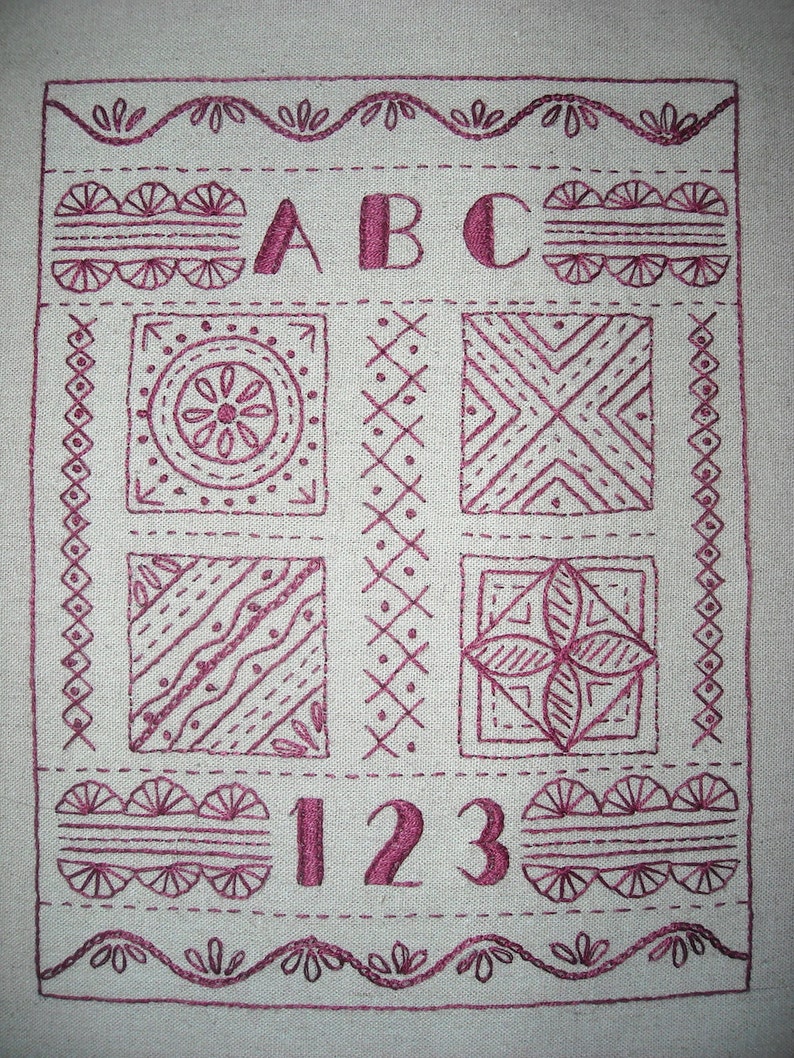 Embroidery Stitch Sampler PDF pattern image 1