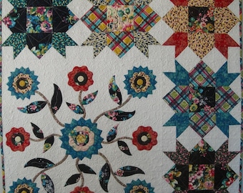 Mayflowers Patchwork and Applique Quilt Pattern, PDF version