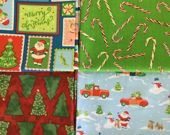 Christmas Fat Quarter Fabric bundle, 1 yard