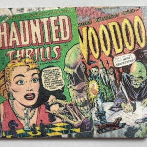 Cartera de papel de terror vintage, papel Tyek impermeable con imágenes de cómics de los años 40 y 50