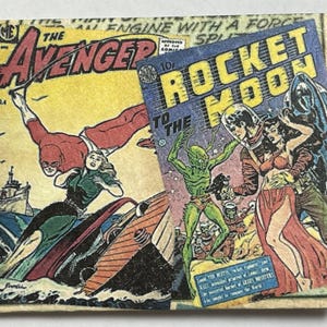 Carteras de papel Space and Heroes, carteras de cómic vintage de los años 1940 y 1950 impresas en papel Tyek resistente al agua