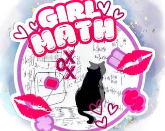 Funny Girl Math Vinyl Sticker for Laptop or Water Bottle, Cat Meme Decal