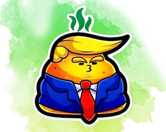Tangerine Turd Trump, Funny Political Satire Waterproof Sticker for Laptop or Water Bottle