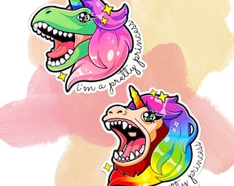 I'm a Pretty Princess Stickers - Choose Unicorn T-Rex or Bigfoot