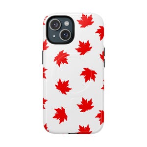 Hand-Drawn Red Maple Leaf Magnetic Phone Case, Tough Phone Cover, Canadian Gift,  Maple Leaf Case, Seasonal Design, Eco-Friendly