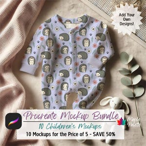 Procreate Children's Mockup Bundle, 10 Templates, Seamless Pattern Design, Digital Download for Designers, Etsy Seller Advertising Tools