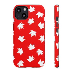 Hand-drawn Red and White Maple Leaf Phone Case, Tough Cases, Canadian Cell Phone Cover, Perfect Gift for Canadians, iPhone & Android