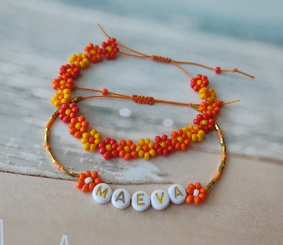 Braccialetto Di Perline Fatto A Mano Con Fiori – Boho Colorato Per Donna, Regalo Estivo Per Fidanzata E Sposa