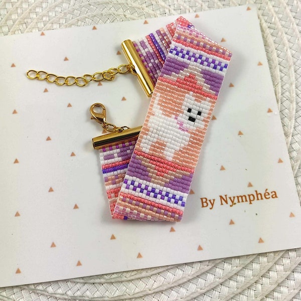 Bracelet Manchette Tissage Perles Miyuki Delica - Multicolore - Made In France