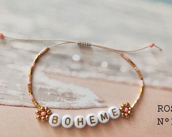 Pulsera personalizada con nombre o palabra, pulsera con mensaje, letras iniciales del alfabeto