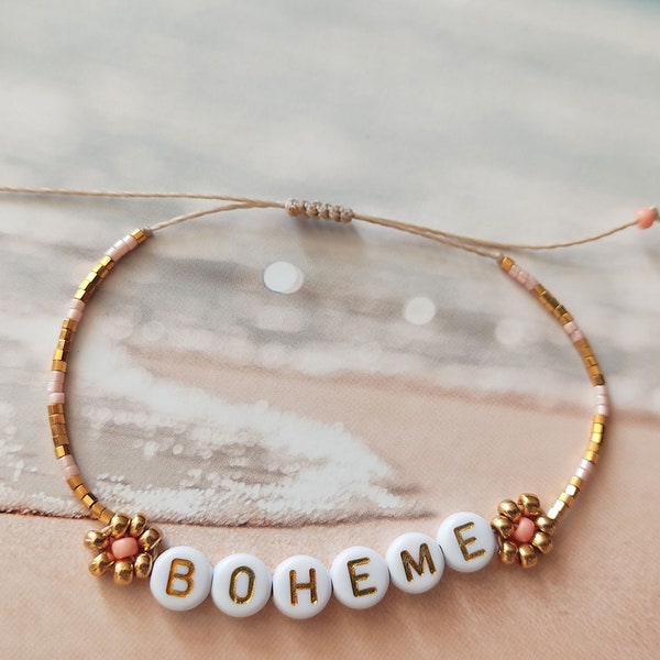 Bracelet personnalisé avec prénom ou mot, bracelet avec message, lettres alphabet initial