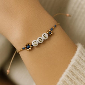 Pulsera personalizada con nombre o palabra, pulsera con mensaje, letras iniciales del alfabeto.