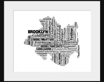 Booklyn New York Typography Map Print 3