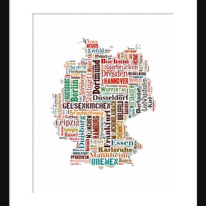 Germany Map - Typography Color Map Poster Print Text Map