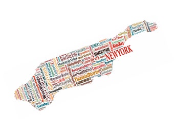 Manhattan - New York - Map Typography Map Tyographical Poster Print Color