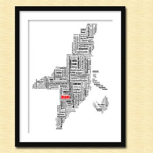 Miami Map Typography Map Poster Print