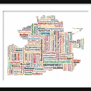 Memphis Map Multi Color Typography Map Poster Print