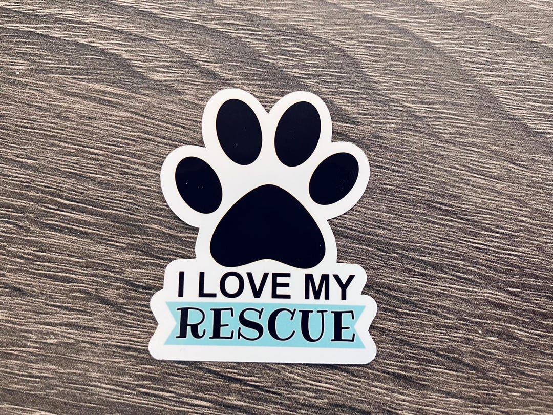 I Love My Rescue, Paw Print Sticker, Paw Print Rescue Sticker, Rescue ...