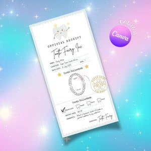 Editable Tooth Fairy Receipt | Printable Mint Tooth Fairy Certificate | Instant Download Kids Keepsake