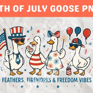4th of July Goose PNG, Coquette USA png, America png,  Fourth of July png, Patriotic png, Silly Goose png, Stars and stripes, American Mom