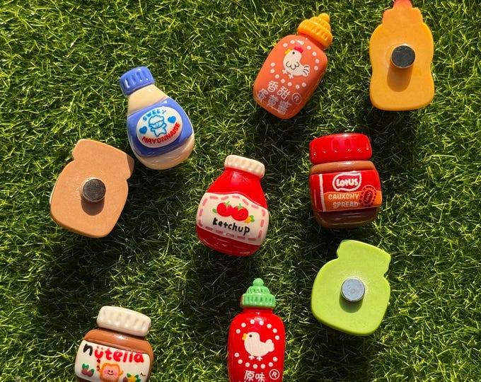 Cute Sauce Bottle Fridge Magnets – Kawaii Kitchen Decor, 9pcs
