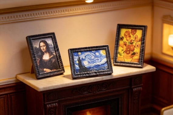 Miniature Art Frames, Dollhouse Classic Art Decor, 1:12 Scale
