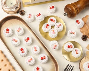 Dollhouse Miniature Strawberry Cake: Realistic Resin Food Decor