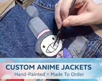 Custom Handbemalte Anime Jeansjacke, Tragbare Kunst, Videospiel Kleidung
