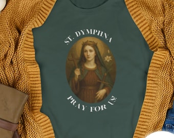 St. Dymphna Oil Painting-Style T-Shirt - Catholic T-Shirt, Religious Artwork Apparel, Catholic Gift for Women